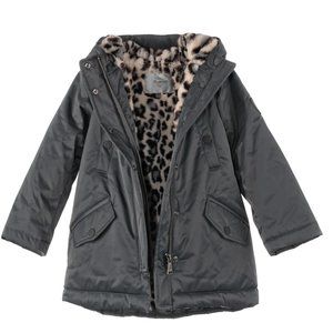[4y] Bonpoint Kids Faux Fur Lined Water Repellent Parka
